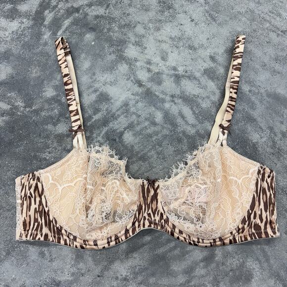 Victoria Secret VS Dream Angels 38B Lightly Padded Uplift Bra Animal Print Lace - Picture 4 of 14